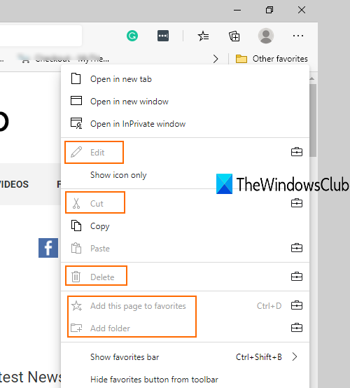 evitar cambios en favoritos en microsoft edge