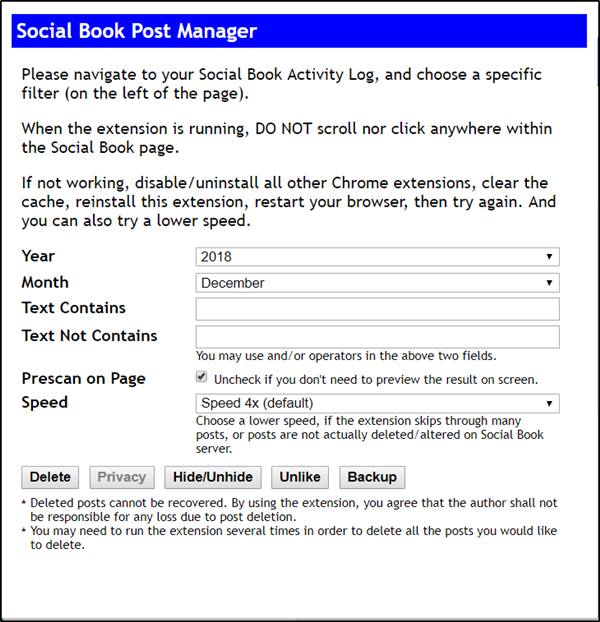 Administrador de publicaciones de libros sociales para Chrome