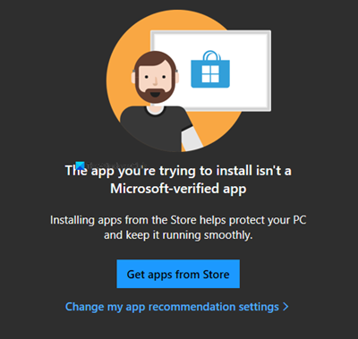 La aplicación que intenta instalar no es una aplicación verificada por Microsoft