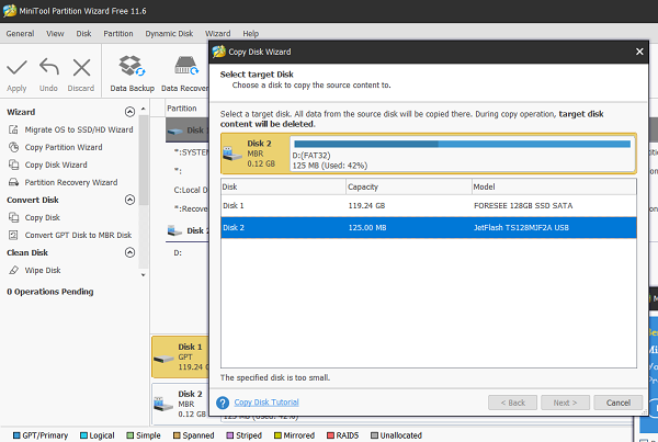 Herramienta gratuita de copia de partición mini USB