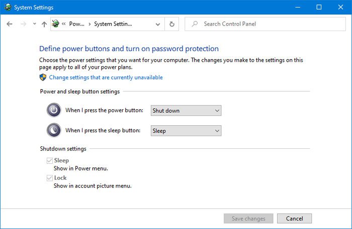 Sin opción de hibernación en el Panel de control de Windows 10