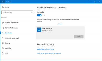 Bluetooth en Windows 10