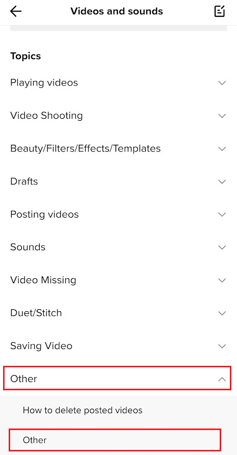 Deslícese hacia abajo y toque Otro - Otro |  ¿Cómo puede recuperar videos eliminados de TikTok?