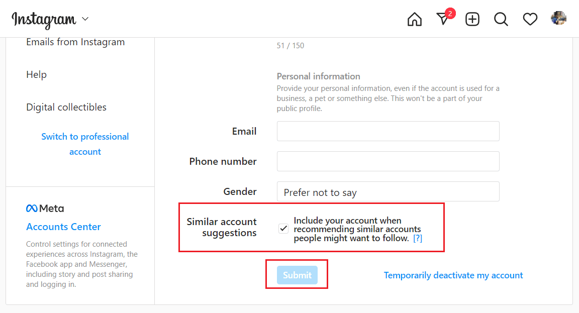 Haga clic en Enviar para completar la actualización |  Cómo denunciar bots en Instagram