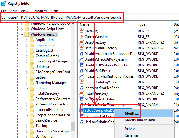 Método del editor de registro