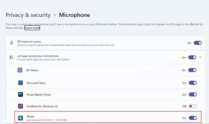 Acceso a la aplicación de micrófono de Windows