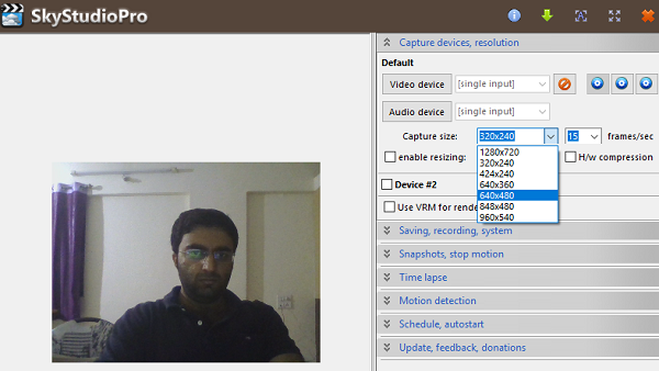 SkyStudioPro es un software gratuito de detección de movimiento y lapso de tiempo