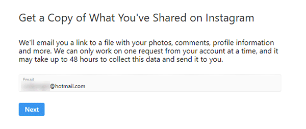 descargar datos de Instagram