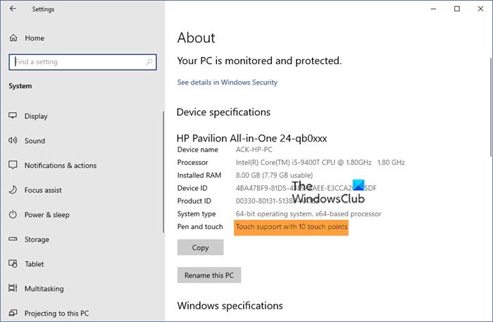 ¿Qué significa la compatibilidad táctil con los puntos de contacto en Windows?