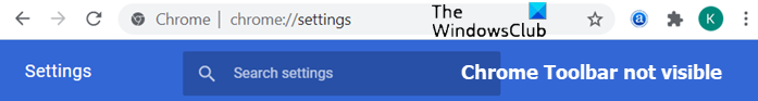La barra de herramientas de Chrome es invisible