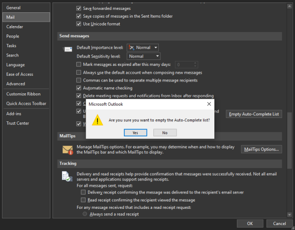 Elimine las ID de correo electrónico antiguas de la lista de autocompletar en Outlook