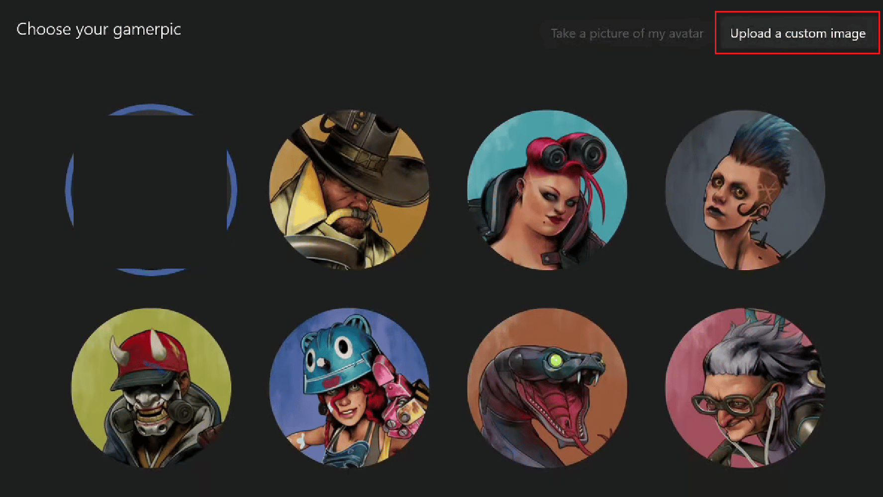 Seleccione Cargar una imagen personalizada