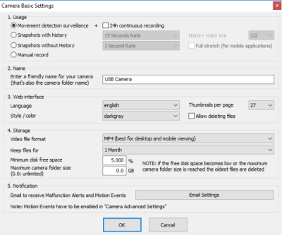 Configuración básica de ContaCam
