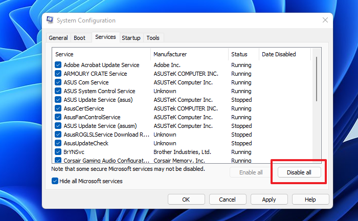 Identificar el software en conflicto