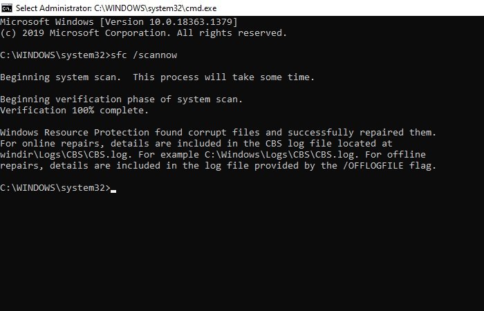 Ejecute la herramienta Comprobador de archivos del sistema