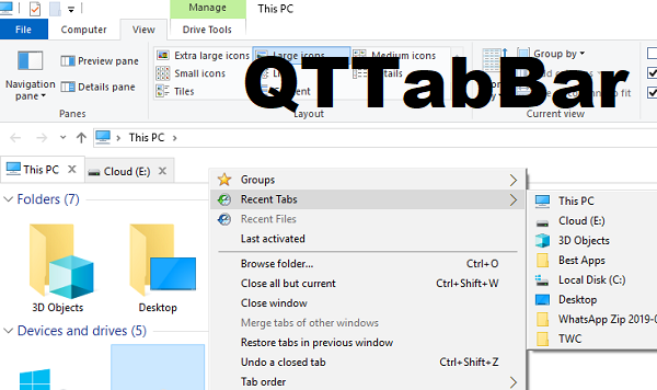 Pestañas del visor de QTTab