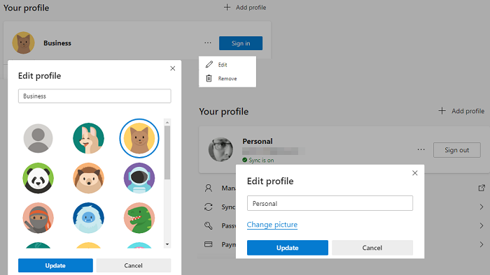 Cambia tu nombre de perfil y foto en Microsoft Edge
