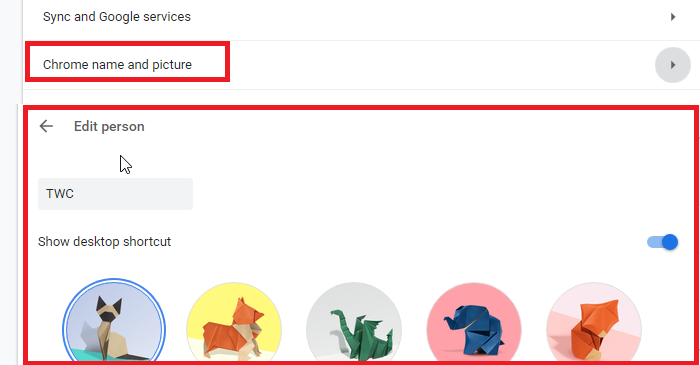 Cambia tu nombre de perfil y foto en Chrome