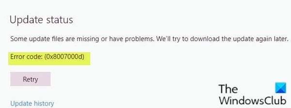 Error 0x8007000d al actualizar o actualizar Windows 10