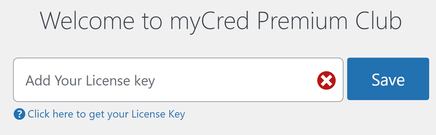 Adición de la clave de licencia de myCred.