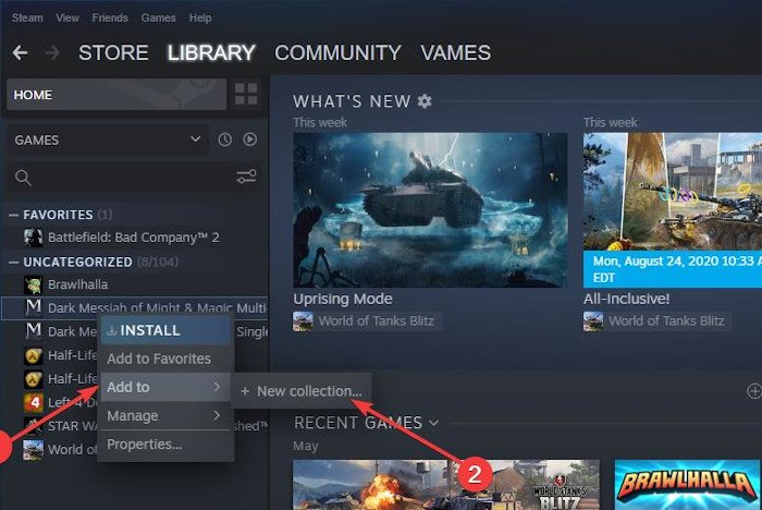 Organizar juegos de Steam con categorías