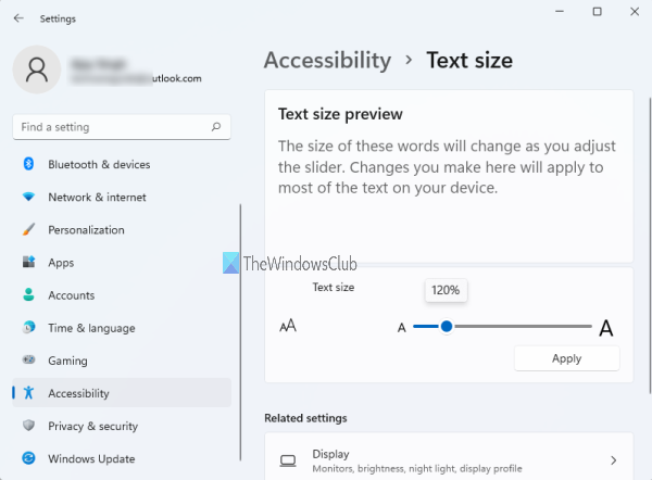 aumentar el tamaño del texto en windows 11