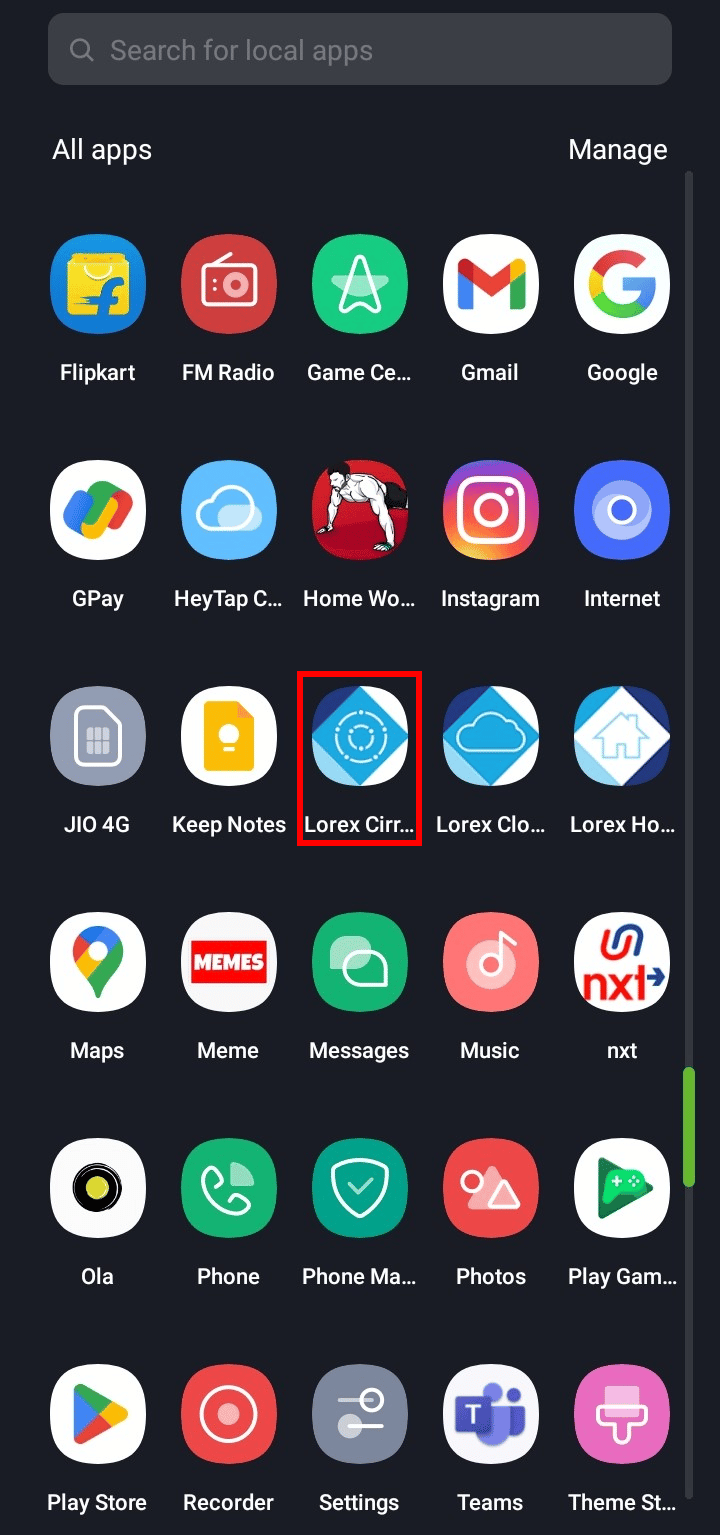 Inicie la aplicación Lorex Cirrus en su teléfono.