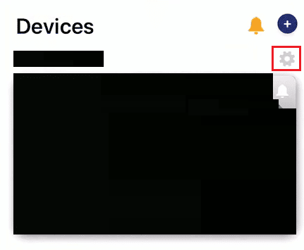 Toque el icono de engranaje de configuración en la parte superior derecha del dispositivo agregado