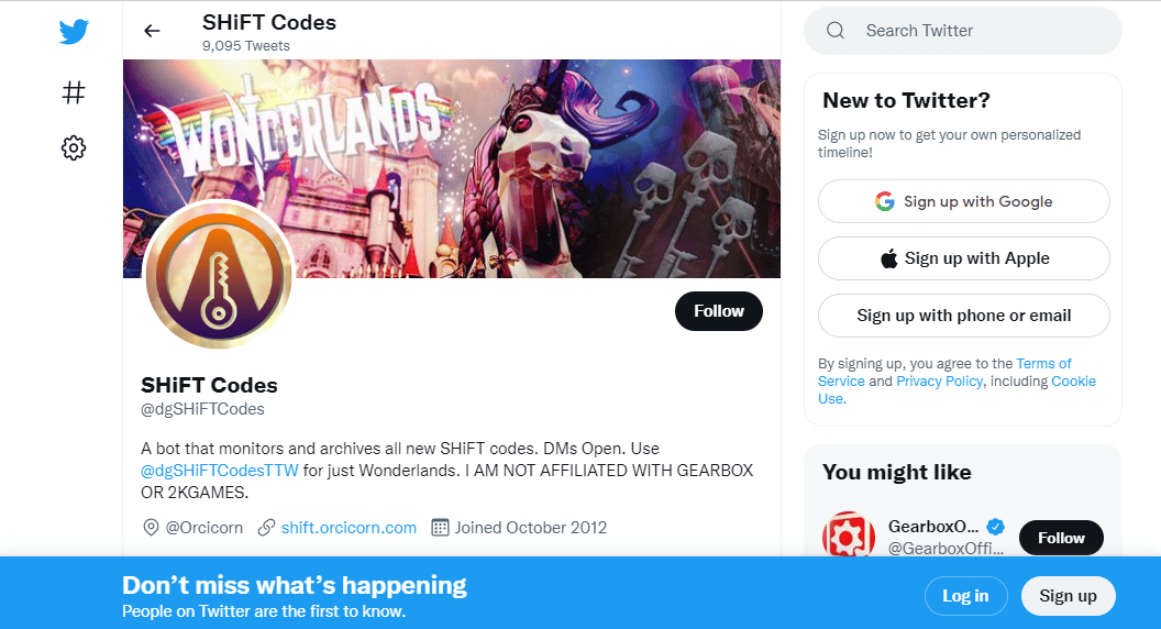 Identificador de Twitter de Shift