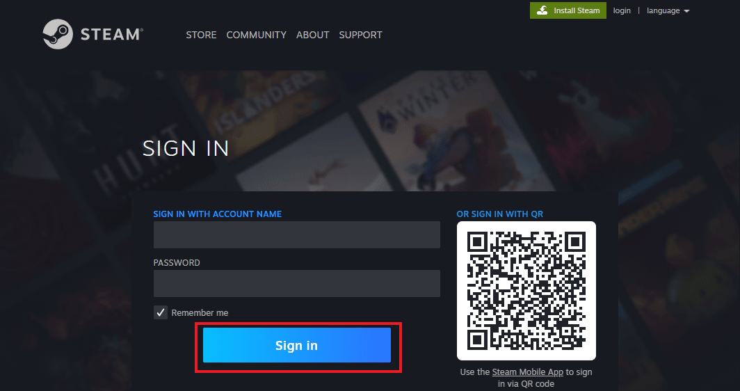 Inicie sesión en su cuenta de Steam