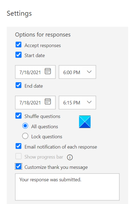 Configuración de la encuesta