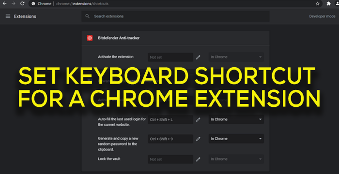 Establecer un método abreviado de teclado para la extensión de Chrome