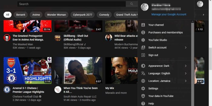 Cómo activar el tema oscuro para YouTube