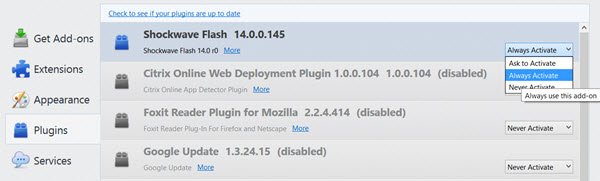 habilitar el flasheo de firefox