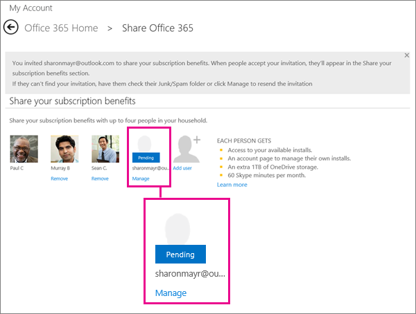 Comparta los beneficios de una suscripción a Office 365 Hogar