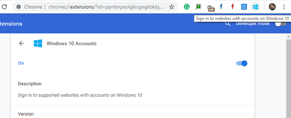 Extensión de Chrome para cuentas de Windows 10