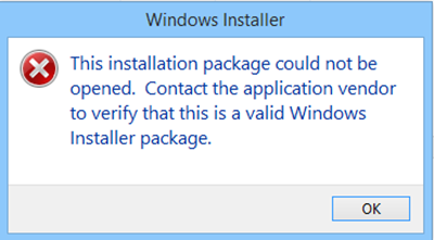 Este paquete de instalación no se pudo abrir
