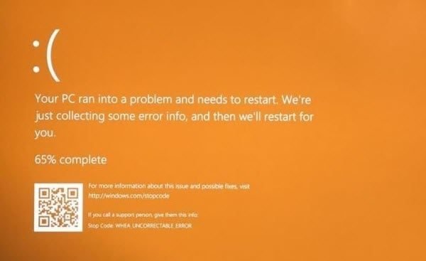 Windows 10 pantalla naranja de la muerte