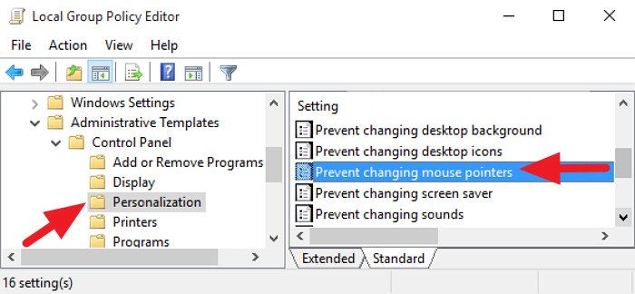 Impedir que los usuarios cambien los punteros del mouse