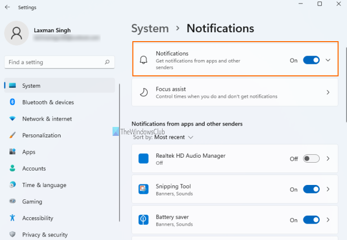 recibir notificaciones de aplicaciones