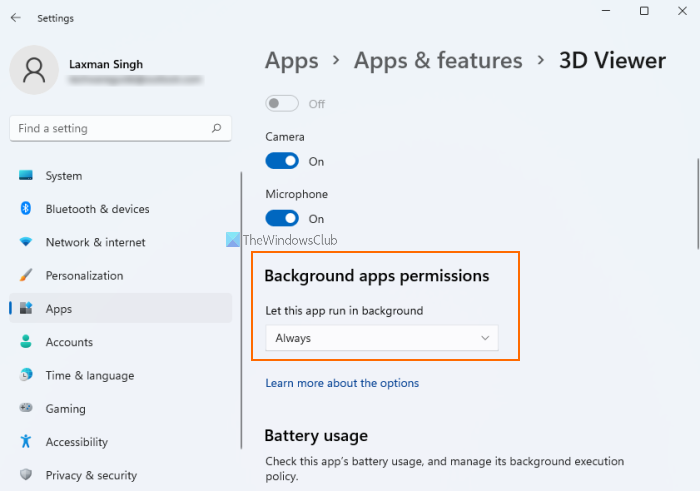 dejar que la aplicación se ejecute en segundo plano windows 11