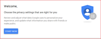 Figura 1: Configuración de privacidad de Google: cómo comenzar