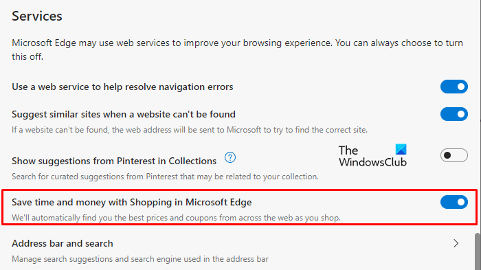 Habilite o deshabilite la función de compras en línea en Microsoft Edge