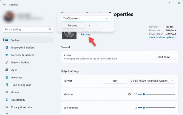 Cómo cambiar el nombre de un dispositivo de audio en Windows 11