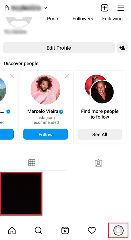 Toque el icono de perfil - publicación deseada
