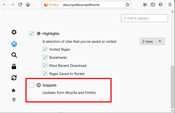 Deshabilitar las alertas de Firefox en una nueva pestaña