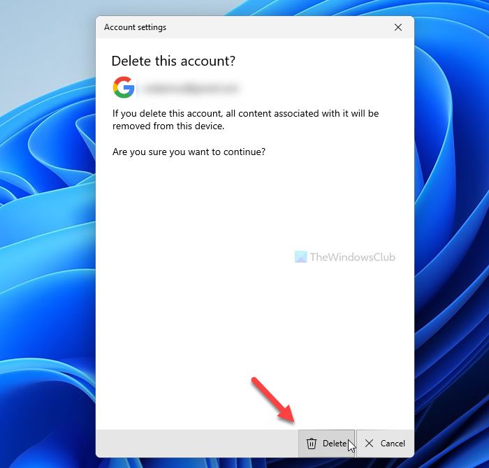 Eliminar cuenta para cerrar sesión en su cuenta de correo electrónico en Windows 11/10 Mail