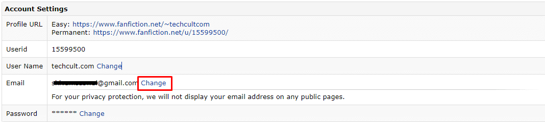   Cambie su dirección de correo electrónico registrada a una dirección de correo electrónico desechable.  |  Cómo eliminar una cuenta de FanFiction.Net