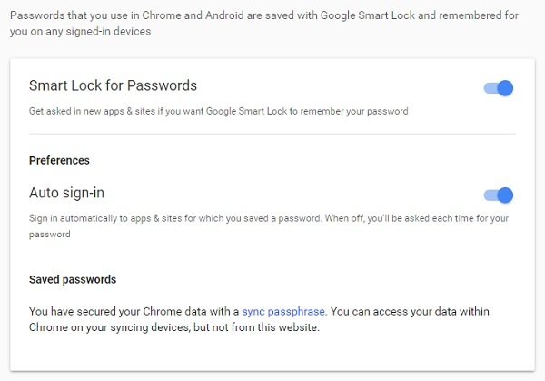 Administrador de contraseñas de Google