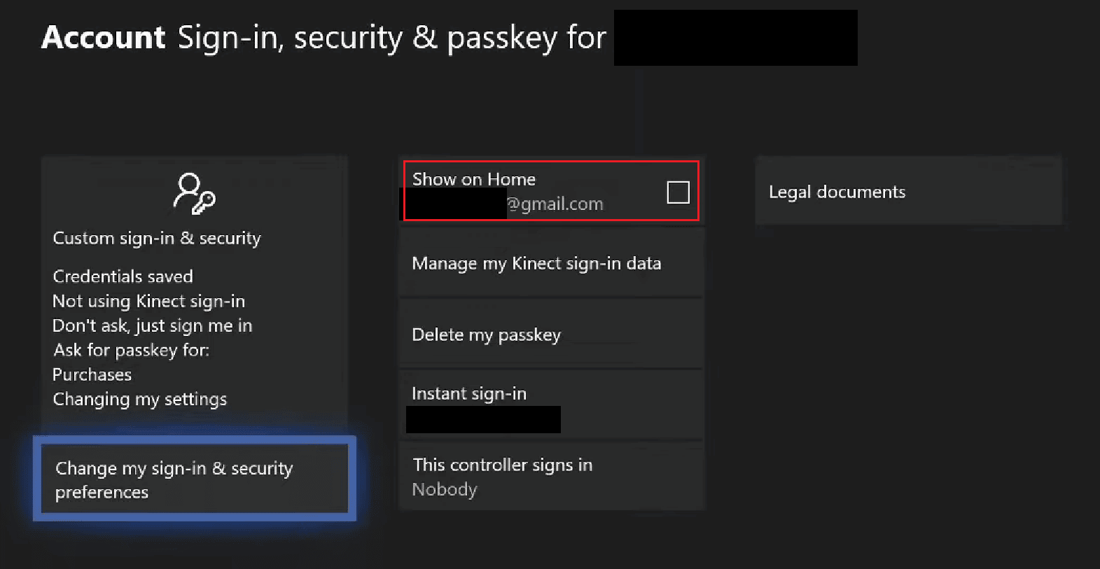 Su dirección de correo electrónico se puede encontrar en la sección Mostrar en Inicio en la sección central de la pantalla |  volver a conectar a Xbox Live
